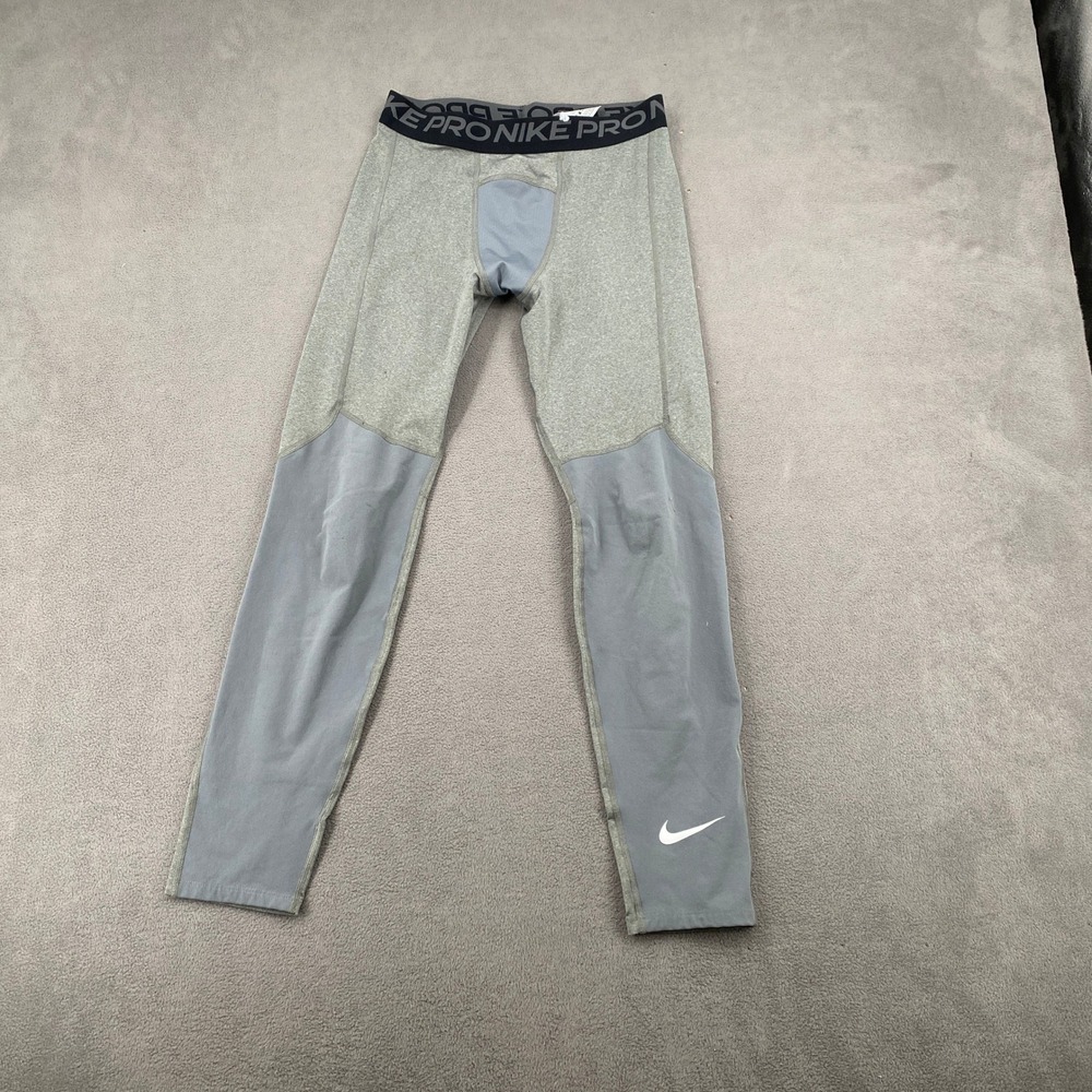 Nike Pro Dri-FIT Grey Compression Leggings Mens XL Tight Fit Training Tights